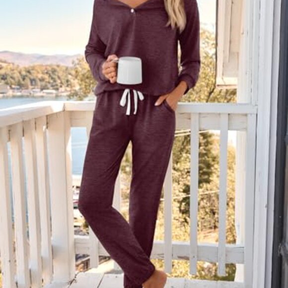 Oversized Loungewear Set Comfy Chic Relaxed Fit Two Piece Pajamas Joggers - Picture 7 of 8